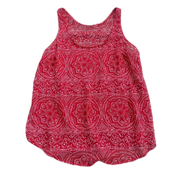 💜 Old Navy Red & White Patterned Tank Top - Size L/G - Picture 1 of 5